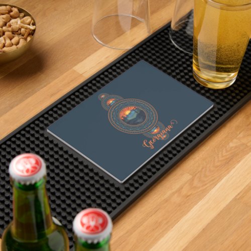 Custom Name Vintage Wilderness Ornamental Mandala Bar Mat
