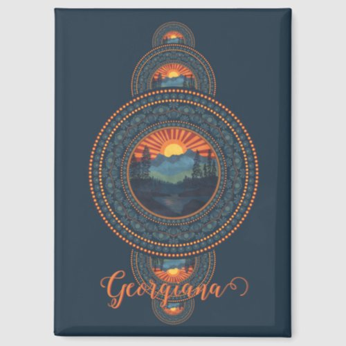 Custom Name Vintage Wilderness Ornamental Mandala Magnet
