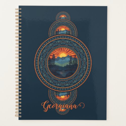 Custom Name Vintage Wilderness Ornamental Mandala Planner