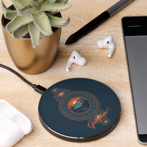 Custom Name Vintage Wilderness Ornamental Mandala Wireless Charger