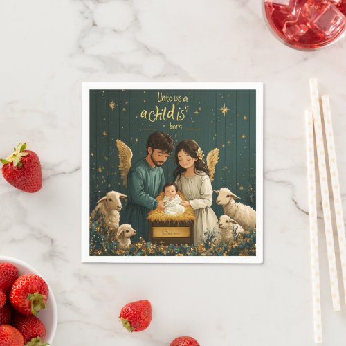 For Unto Us a Child Is Born Nativity Découpage Napkins