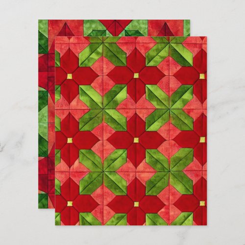 Patchwork Poinsettia Pattern Scrapbook Paper