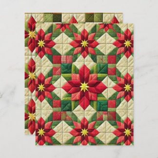 Patchwork Poinsettia Stars Scrapbook Paper