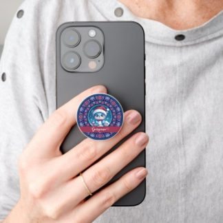 Personalized Christmas Kawaii Bear Dot Mandala PopSocket