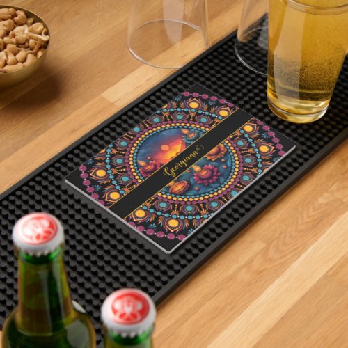Personalized Colorful Diwali Festival Mandala Bar Mat
