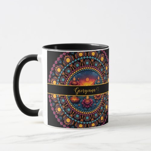 Personalized Colorful Diwali Festival Mandala Mug