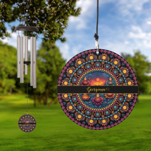 Personalized Colorful Diwali Festival Mandala Wind Chime