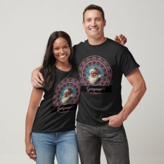 Personalized Retro Santa Pinkmas Floral Mandala T-Shirt