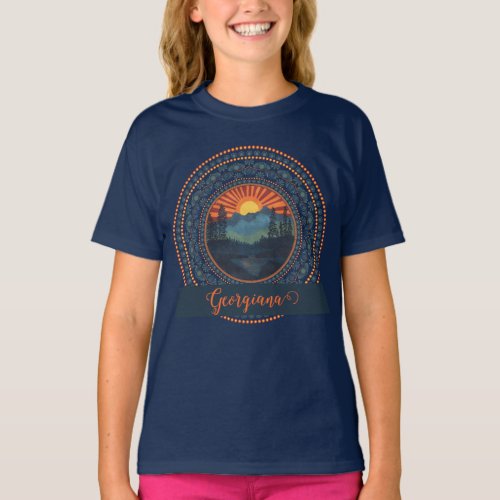 Personalized Vintage Wilderness Sunset Dot Mandala T-Shirt