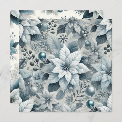 Printable Icy Blue and White Poinsettia Scrapbook Invitation