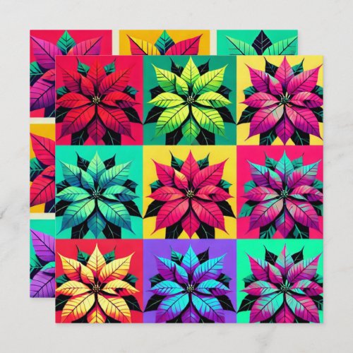 Printable Pop Art Poinsettia Grid Scrapbook Paper Invitation