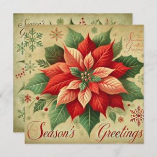 Printable Retro Christmas Poinsettia Scrapbook Invitation