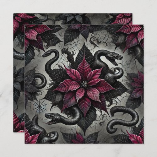 Printable Venomous Poinsettia Blooms Scrapbook Invitation