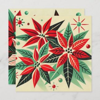 Printable Vintage Christmas 50s Pop Art Poinsettia Invitation