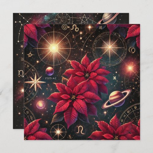 Printable Witchy Celestial Poinsettia Scrapbook Invitation