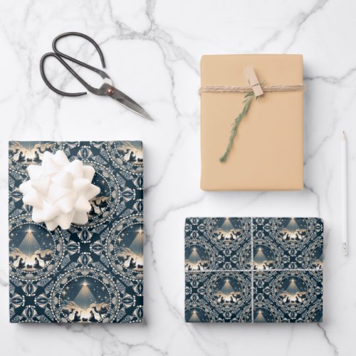 Star of Wonder Mandala Nativity Geometric Tile Wrapping Paper Sheets
