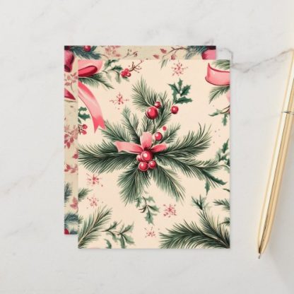 Vintage Pinkmas Branches Bows &amp; Berries Scrapbook
