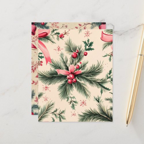 Vintage Pinkmas Branches Bows & Berries Scrapbook