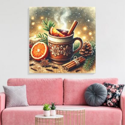 Vintage Watercolor Christmas Market Mulled Wine Canvas Print