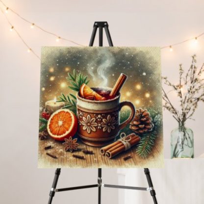 Vintage Watercolor Christmas Market Mulled Wine Foam Board