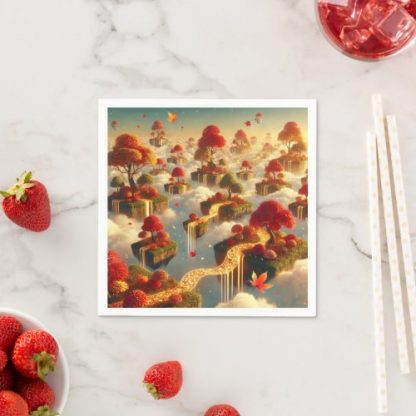 Whimsical Autumn Floating Islands Decoupage Napkins