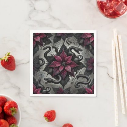 Witchy Venomous Poinsettia Blooms Découpage Napkins