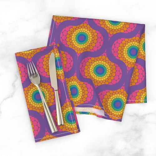 6” Radiant Maximalist Rainbow Dot Mandala Retro Ogee - Small