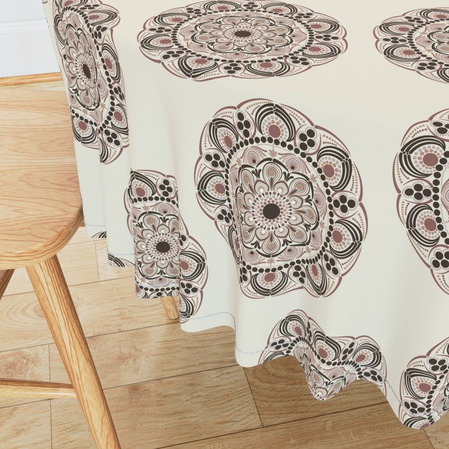 12” Warm Neutrals Espresso Martini Polka Dot Mandala - Medium