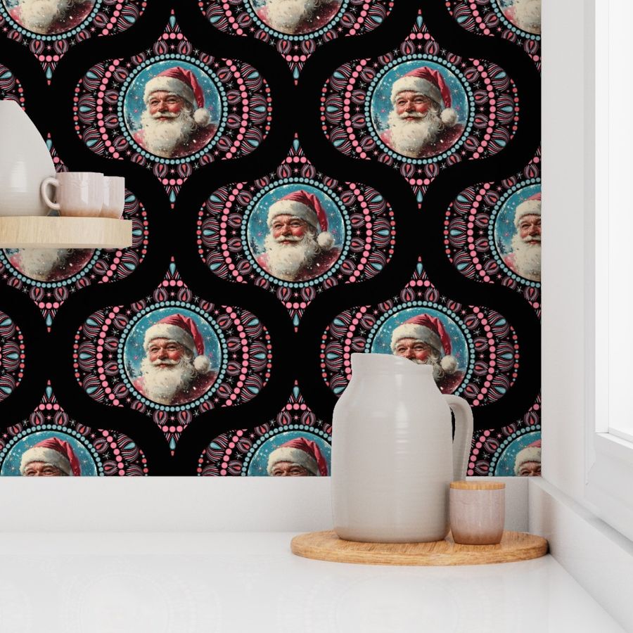 Medium Retro Santa Dot Mandala Mid Mod Ogee