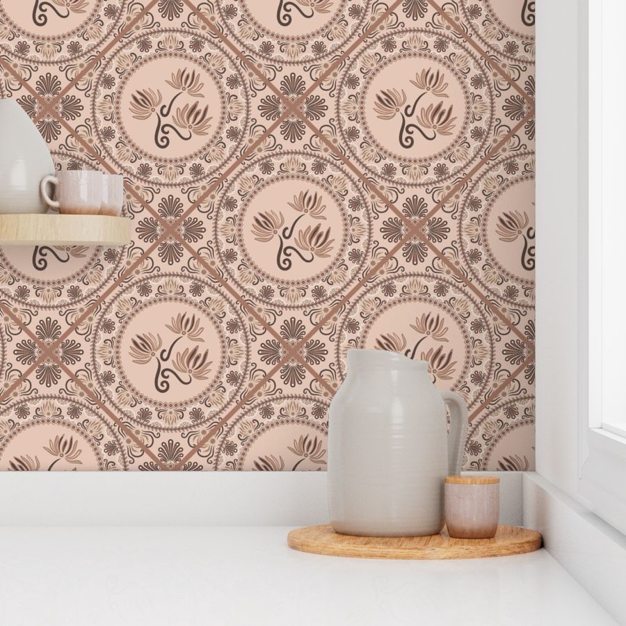 Medium Mocha Rococo Revival Pantone Relaxed Elegance Diamond Tile