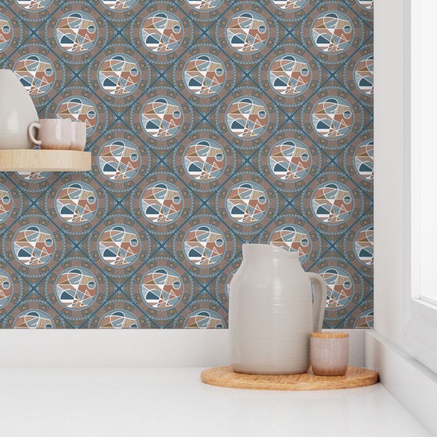 Small Abstract Accent Pantone Subtle Contrasts Dot Mandala Diamond Tile