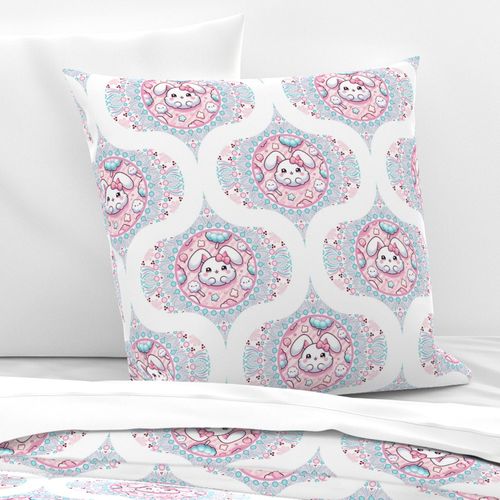 Medium Cotton Candy Kawaii Bunny Dot Mandala Mid Mod Ogee