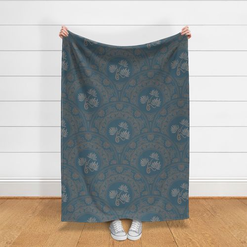 Large Tapestry Mocha Rococo Pantone Subtle Contrasts Art Deco Scallop