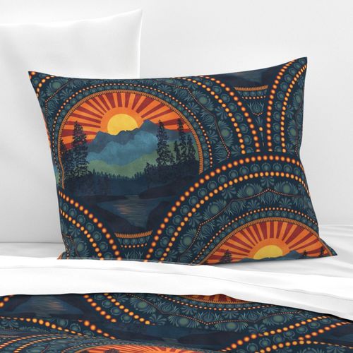 Large Vintage Wilderness Dot Mandala Art Deco Scallops