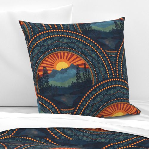 Large Vintage Wilderness Dot Mandala Art Deco Scallops