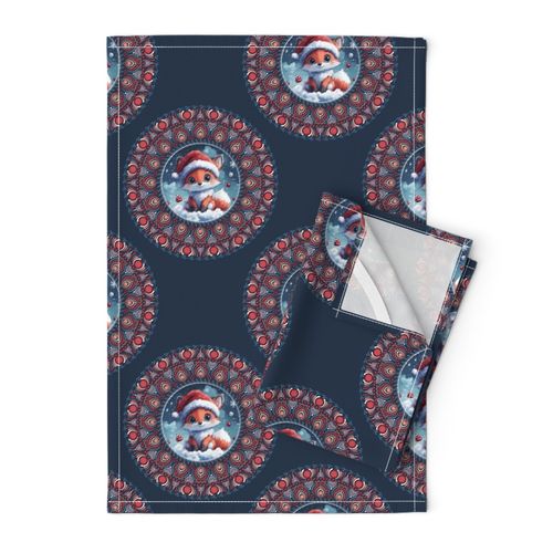 Medium Cute Kawaii Christmas Fox Classic Polka Dot Mandala Festive Floral