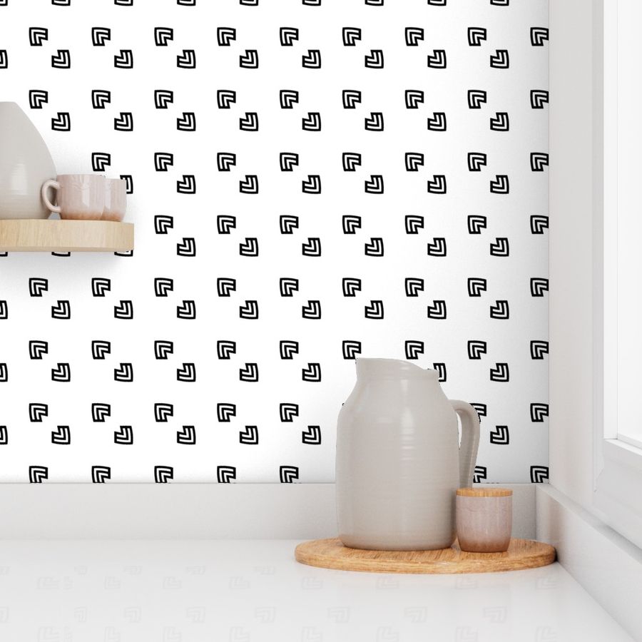 Minimalist White and Black Geometric Boho Tribal Chevrons Pattern