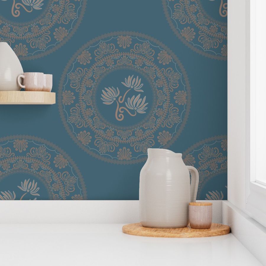 Large Tapestry Mocha Rococo Pantone Subtle Contrasts Polka Dot Mandala