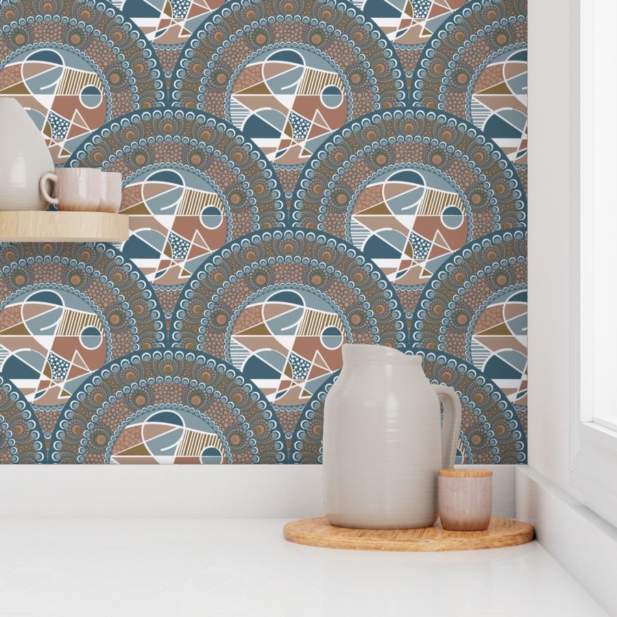 Medium Abstract Accent Pantone Subtle Contrasts Dot Mandala Art Deco Scales