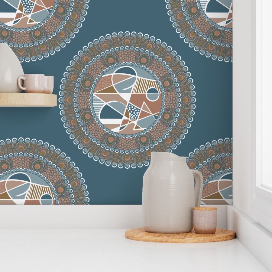 Large Abstract Accent Pantone Subtle Contrasts Classic Polka Dot Mandala
