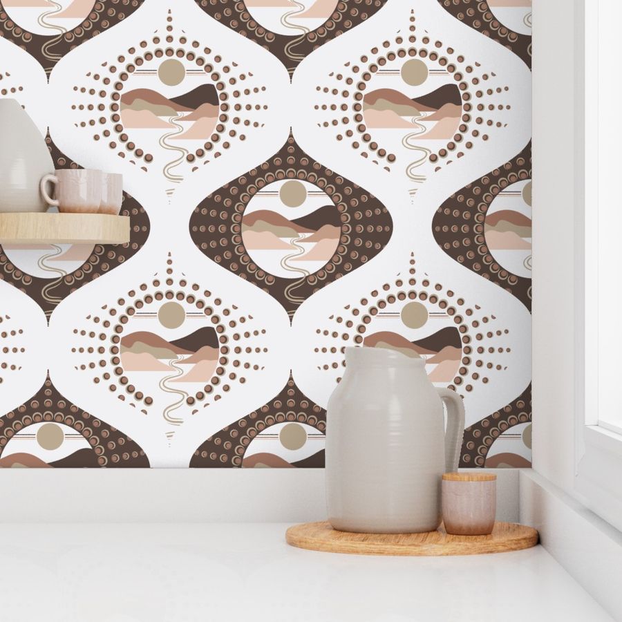 Medium Pantone Relaxed Elegance Minimalist Mandala Mid Century Modern Ogee