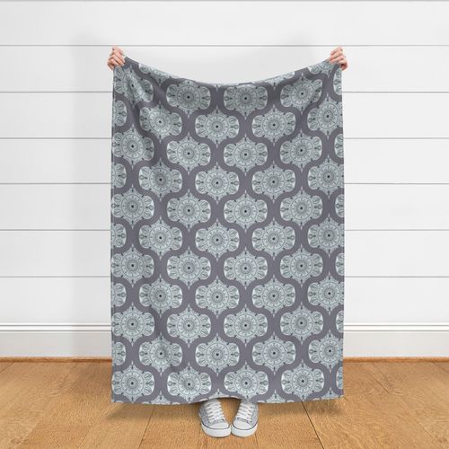 Medium Floral Harmony Silver Smoke Mandala Retro Ogee