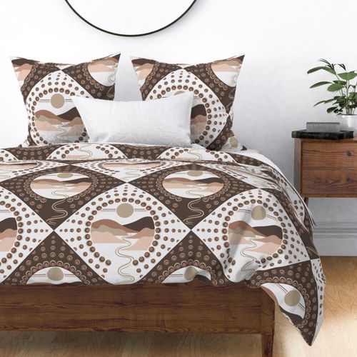 Large Pantone Relaxed Elegance Minimalist Patchwork Mandala Diamond Tile