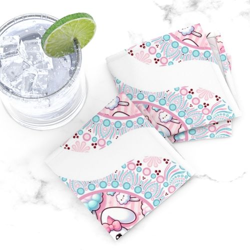 Medium Cotton Candy Kawaii Bunny Dot Mandala Mid Mod Ogee