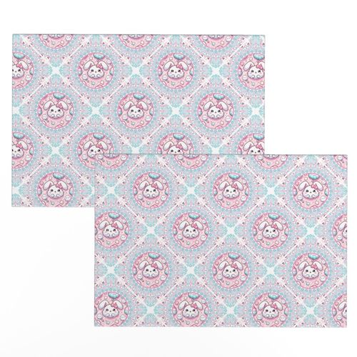 Small Cotton Candy Kawaii Bunny Dot Mandala Diamond Tile