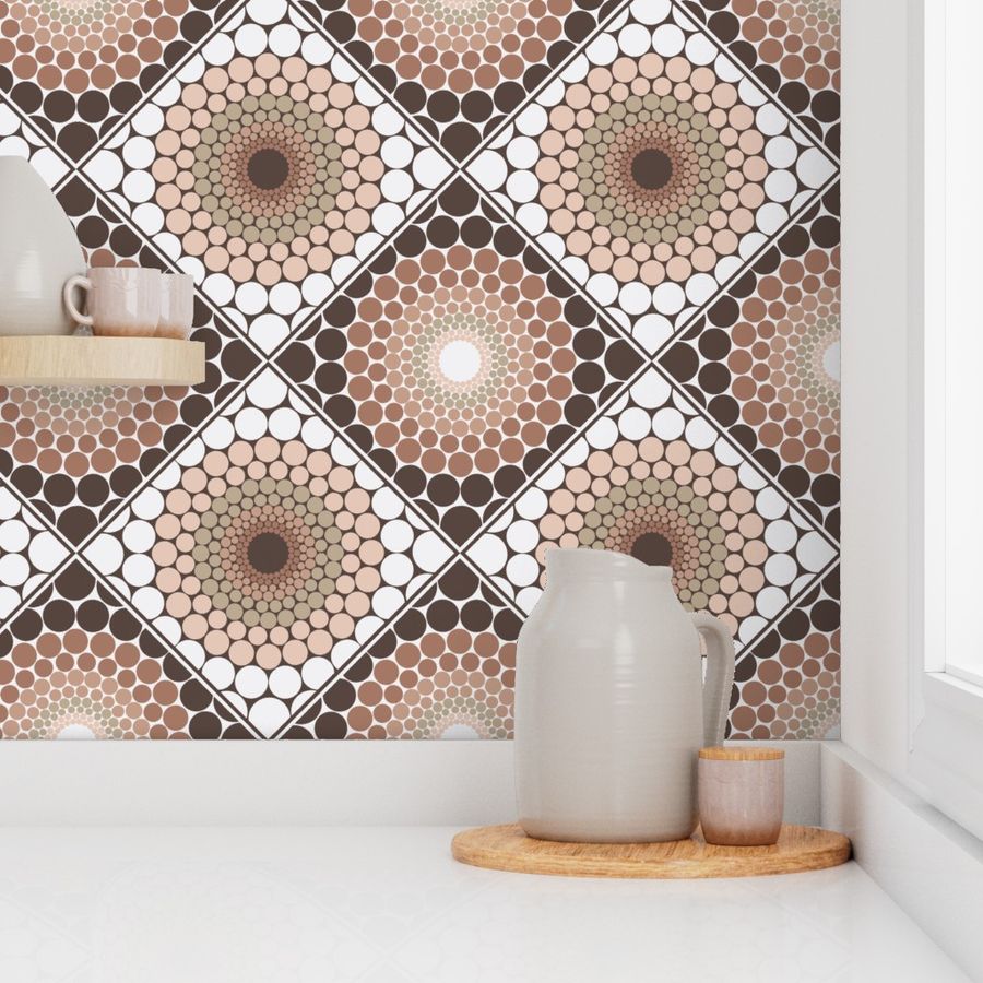 Medium Radiant Pantone Relaxed Elegance Mandala Geometric Diamond Tile