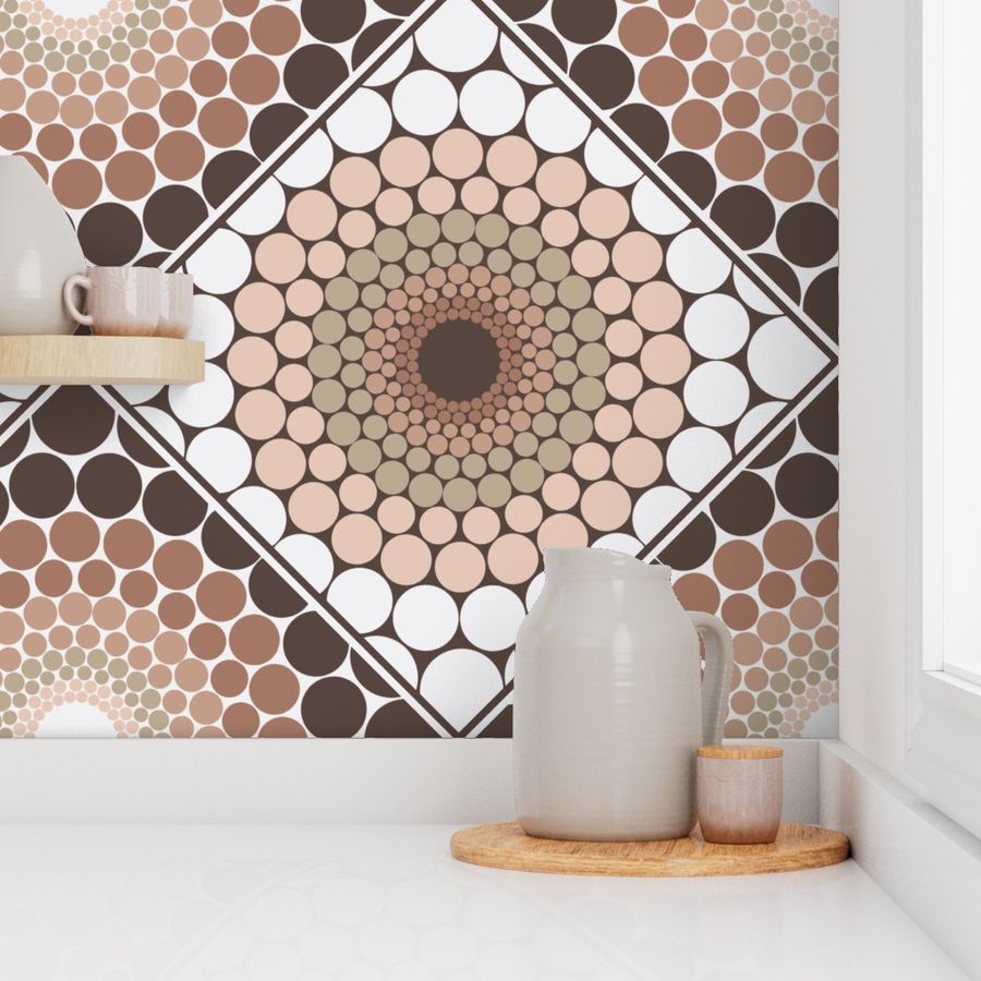 Large Radiant Pantone Relaxed Elegance Mandala Geometric Diamond Tile