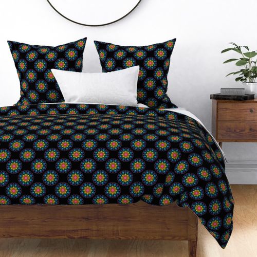 Small Black Maximalist Rainbow Floral Fountain Polka Dots