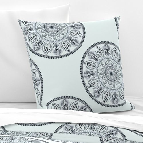 Large Floral Harmony Silver Smoke Polka Dot Mandala