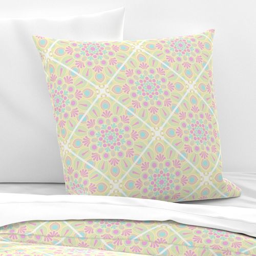 Medium Pastel Rainbow Rosette Serenity Diamond Tile Mandala